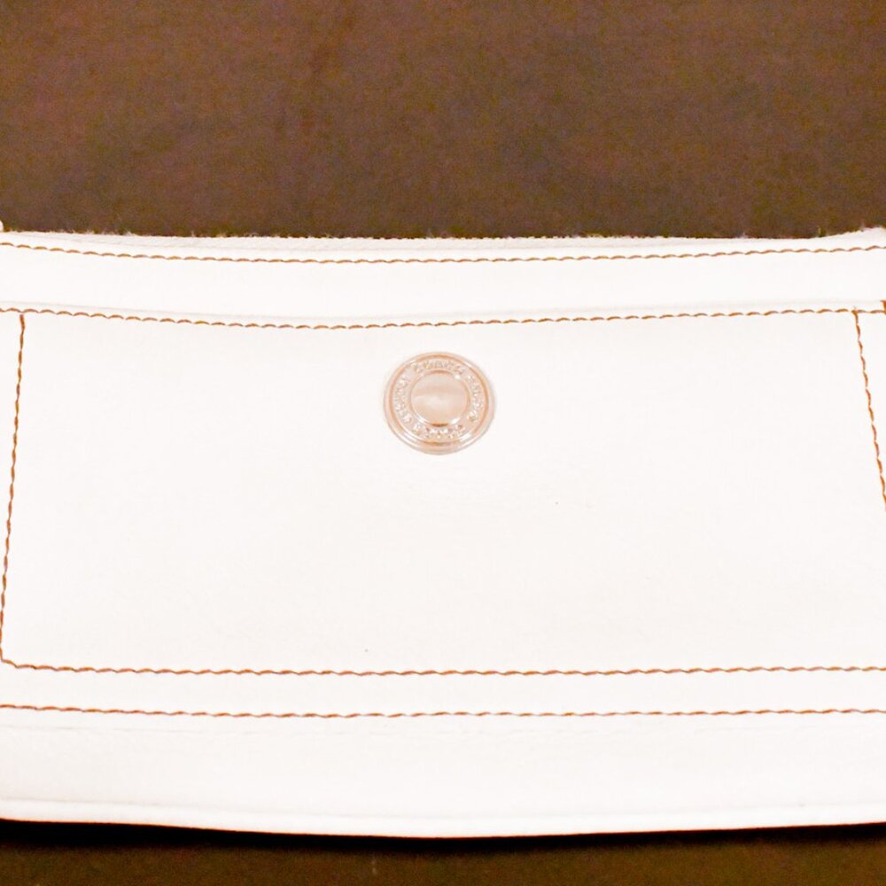 COACH Signature Ivory & Brown Leather Wristlet/Clutch